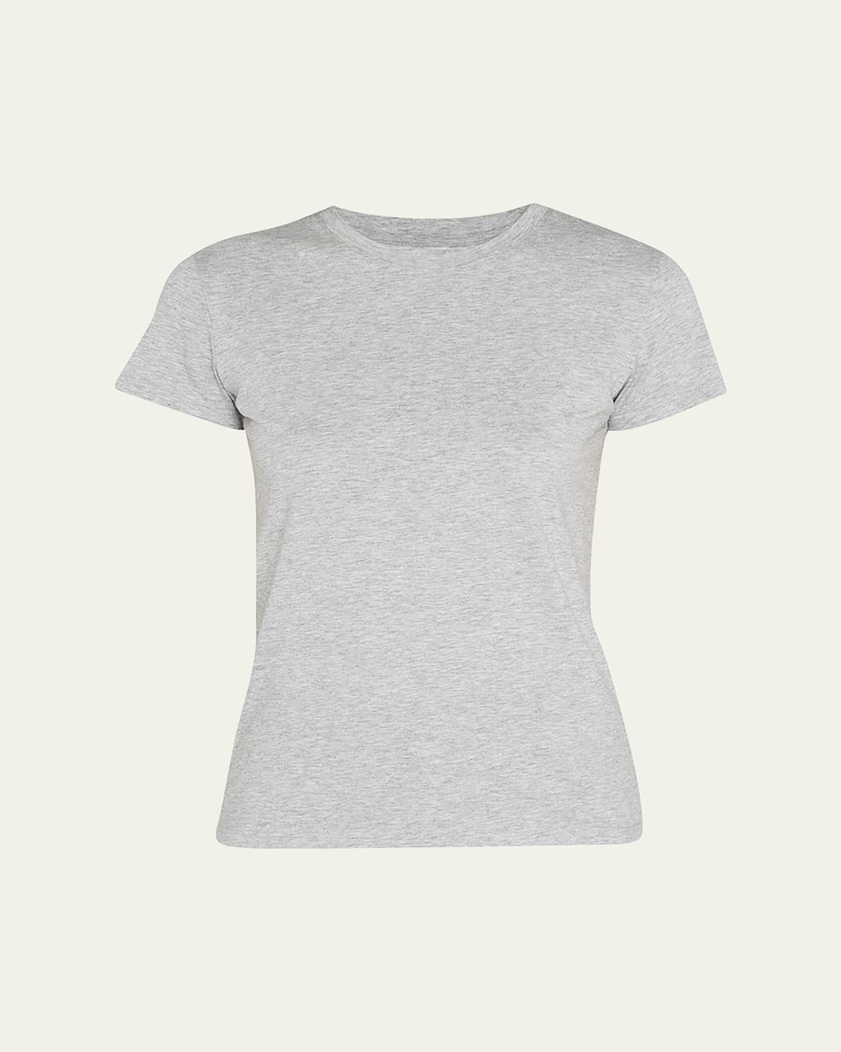 Vince Essential Crewneck Pima Cotton Tee In Heather Gray