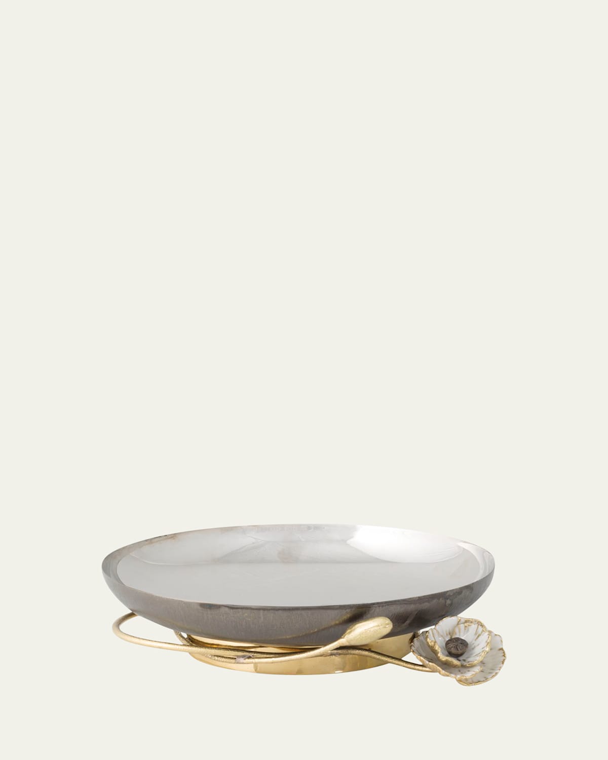 Michael Aram Anemone Small Footed Platter In Silver