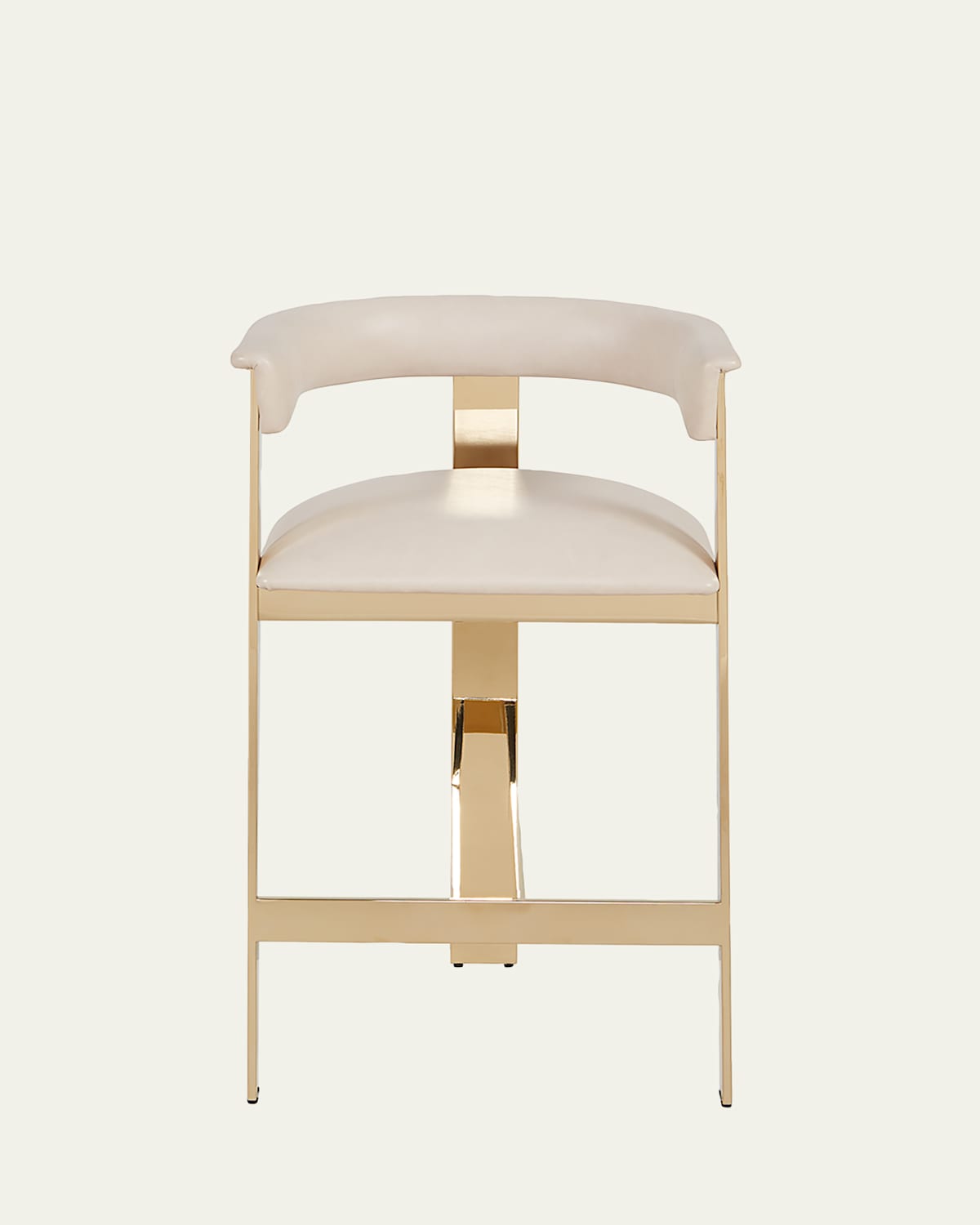 Interlude Home Darla Brass And Leather Counter Stool In Cream