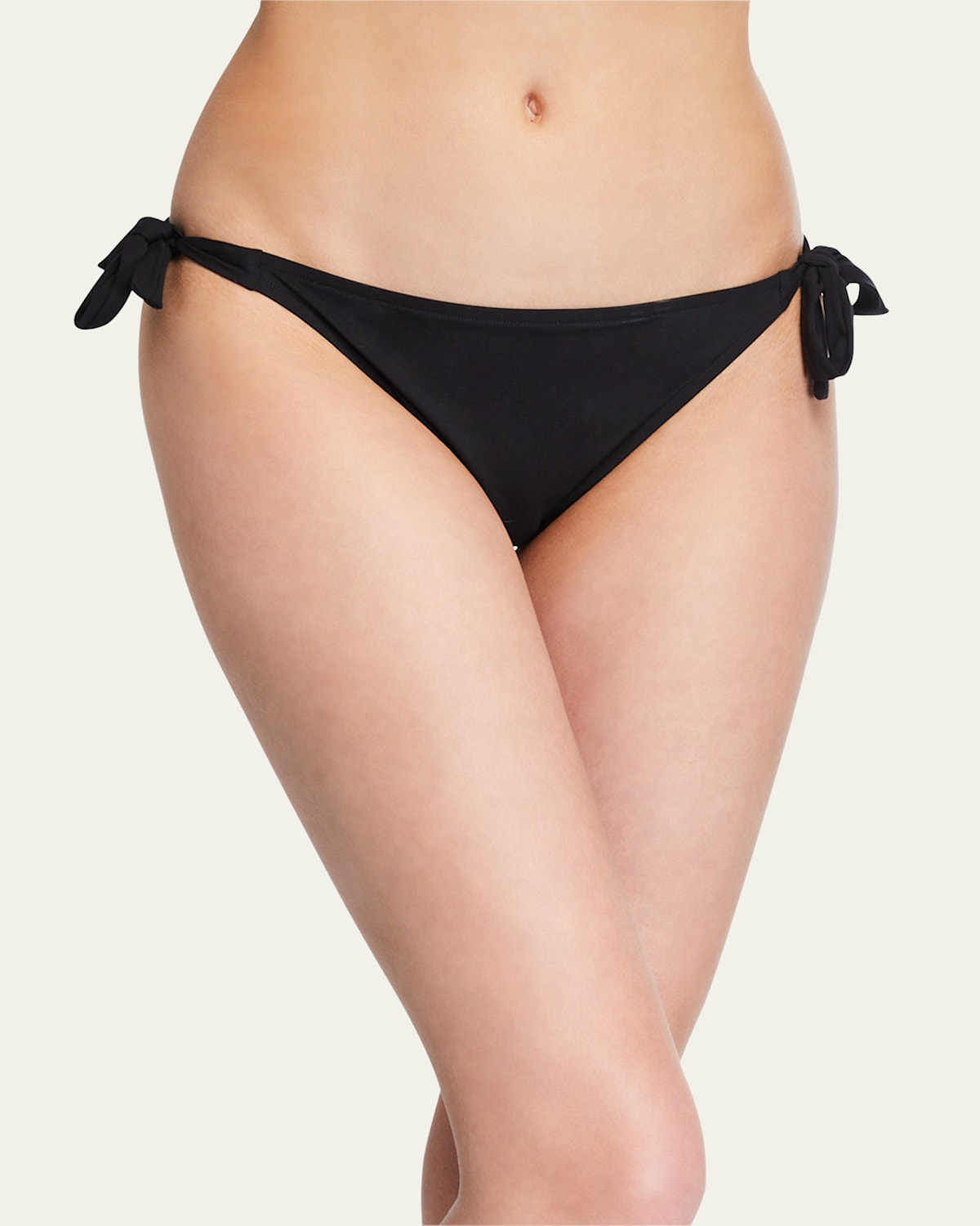 Side-Tie Laser-Cut Bikini Swim Bottoms with Narrow Sides