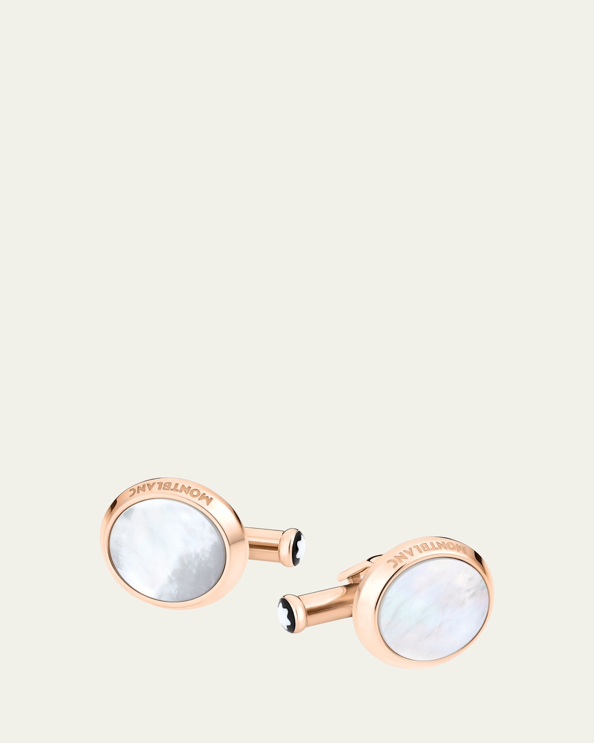 Mother-of-Pearl Round Rose Golden Cuff Links