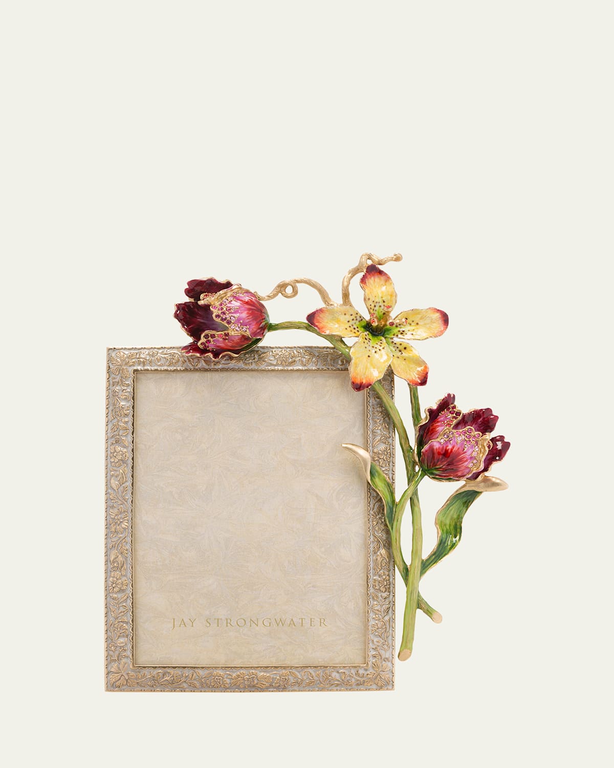 Jay Strongwater Margery Flora Tulip Picture Frame, 5" X 7" In Yellow/red