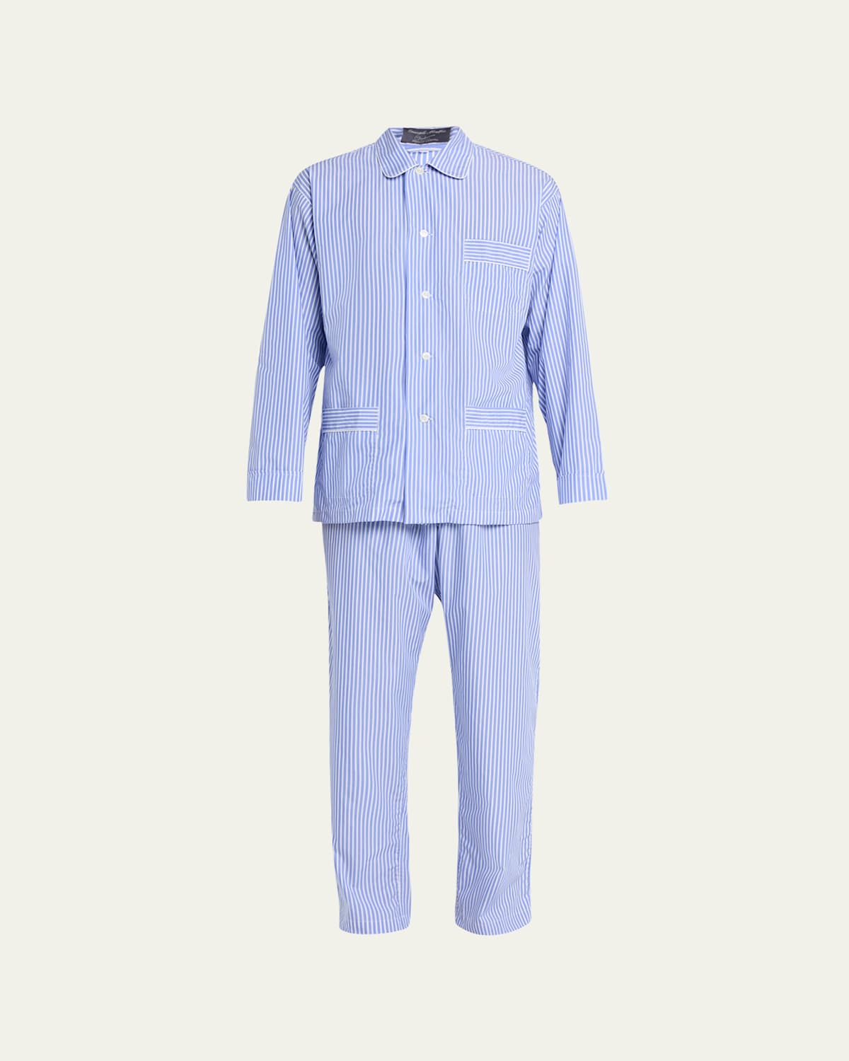 Men's Oscar Cotton Stripe Long Pajama Set