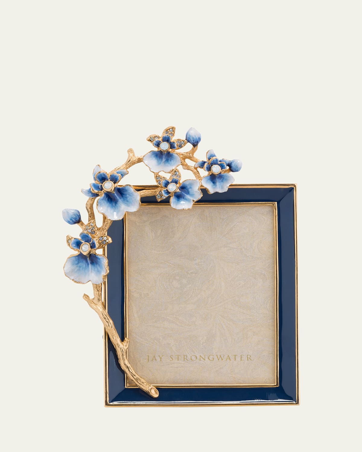 Jay Strongwater Kelsey 14k Goldplated & Swarovski Crystal Orchid Picture Frame In Blue