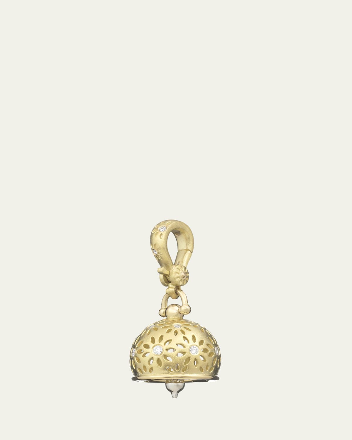 18K Yellow Gold Eyelet Meditation Bell with Diamonds