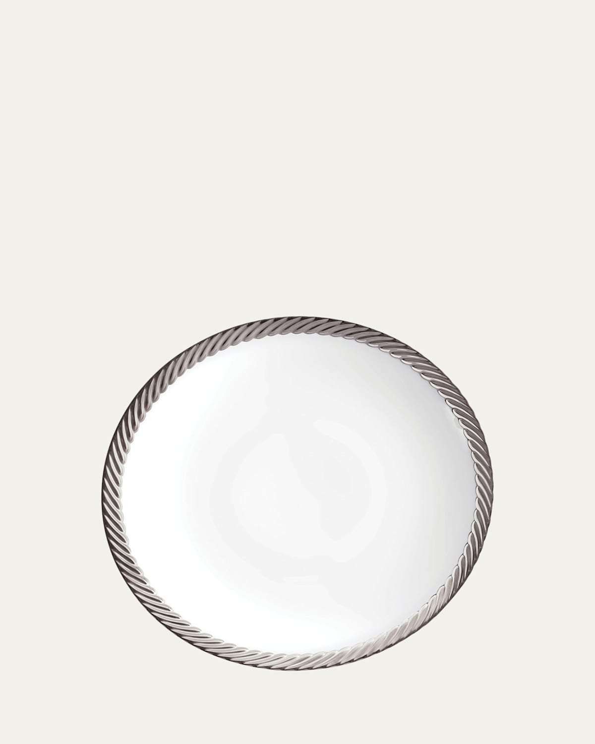 L'objet Corde Platinum-plated Trim & Porcelain Dessert Plate In White/silver