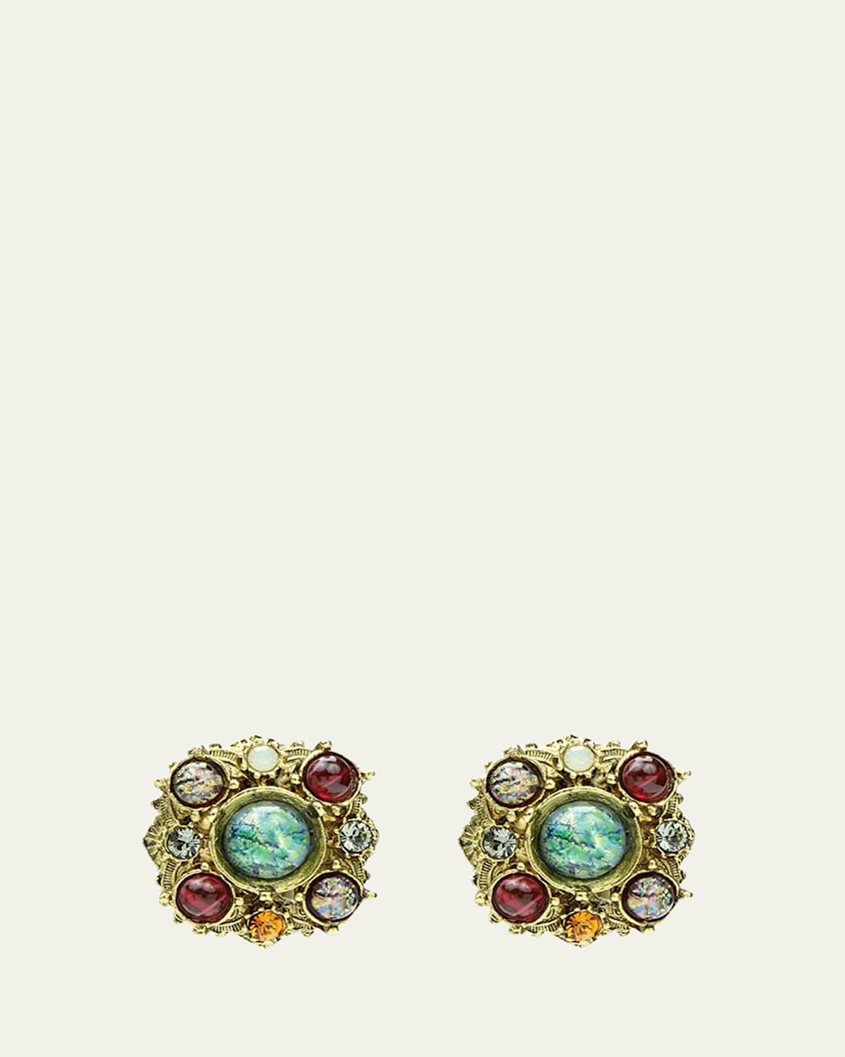 Multicolor Round Clip-On Stud Earrings