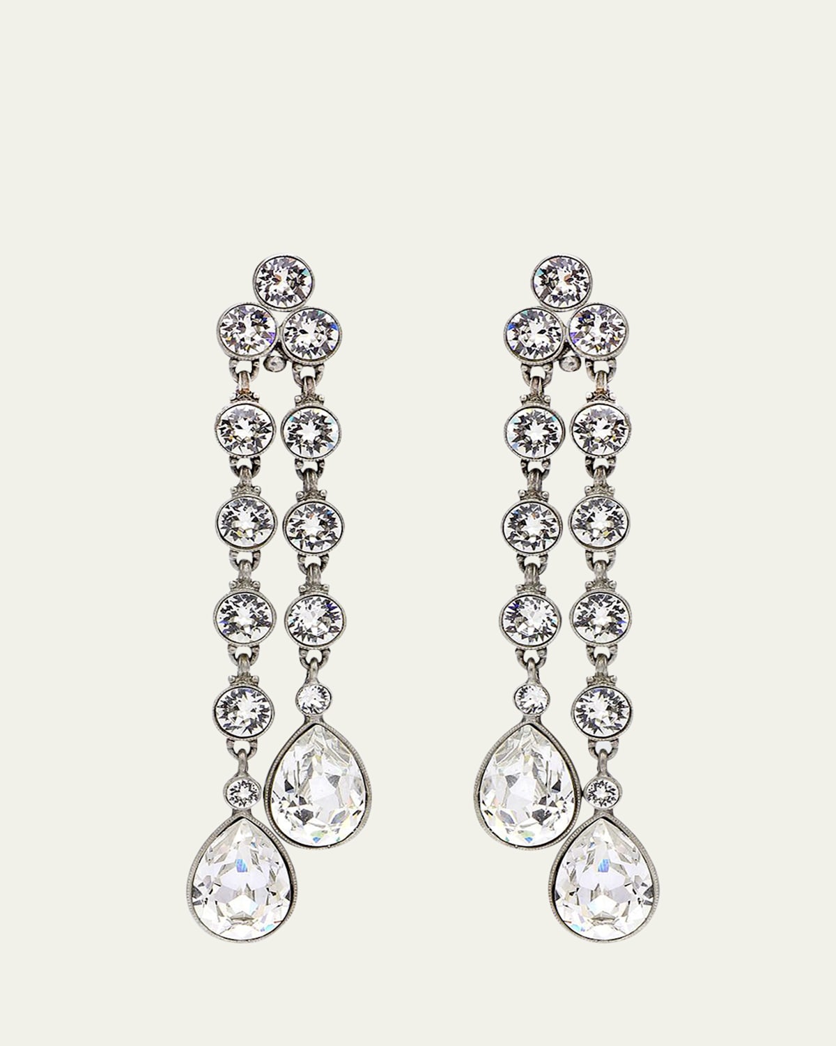 Ben-Amun Double Teardrop Crystal Dangle Clip Earrings | Thumbnail 3 Ben-Amun Double Teardrop Crystal Dangle Clip Earrings | Thumbnail 3