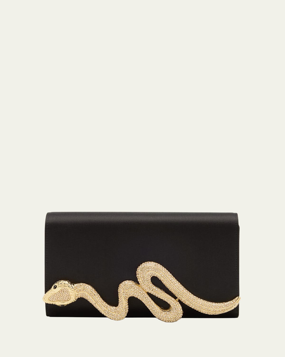 Judith Leiber Serpent Satin Clutch Bag In Champagne Black