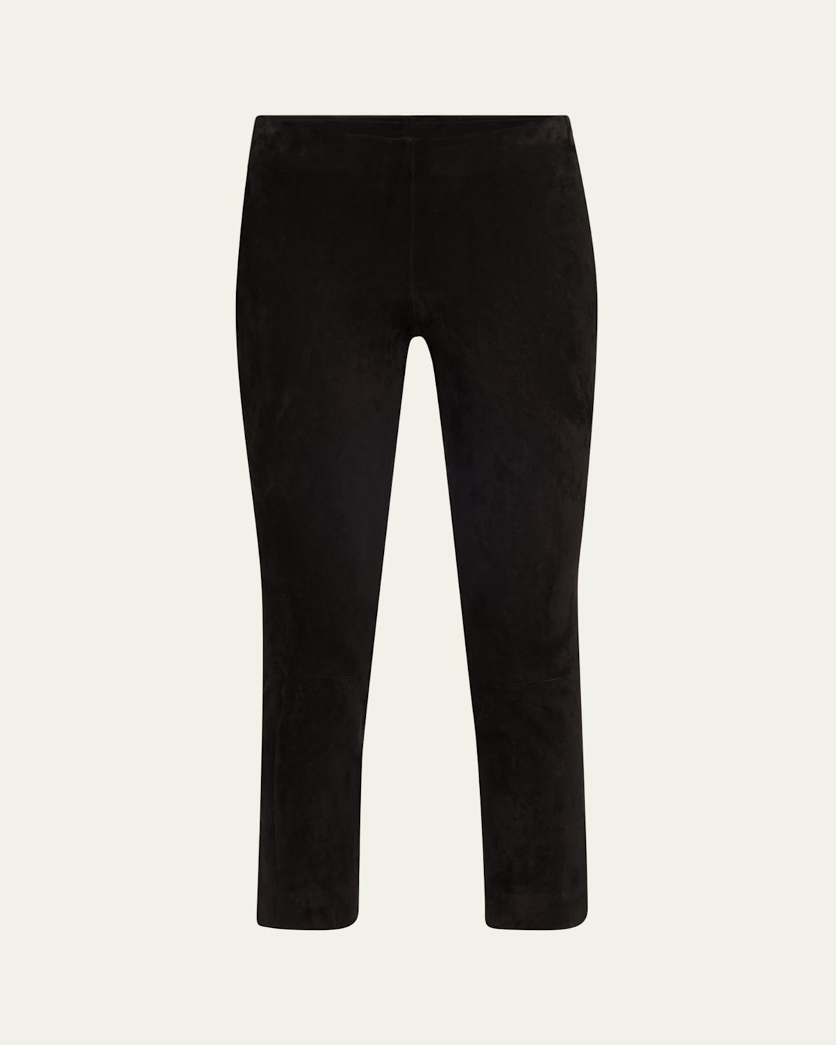 Vince Stretch Suede Split Hem Cropped Leggings In Black