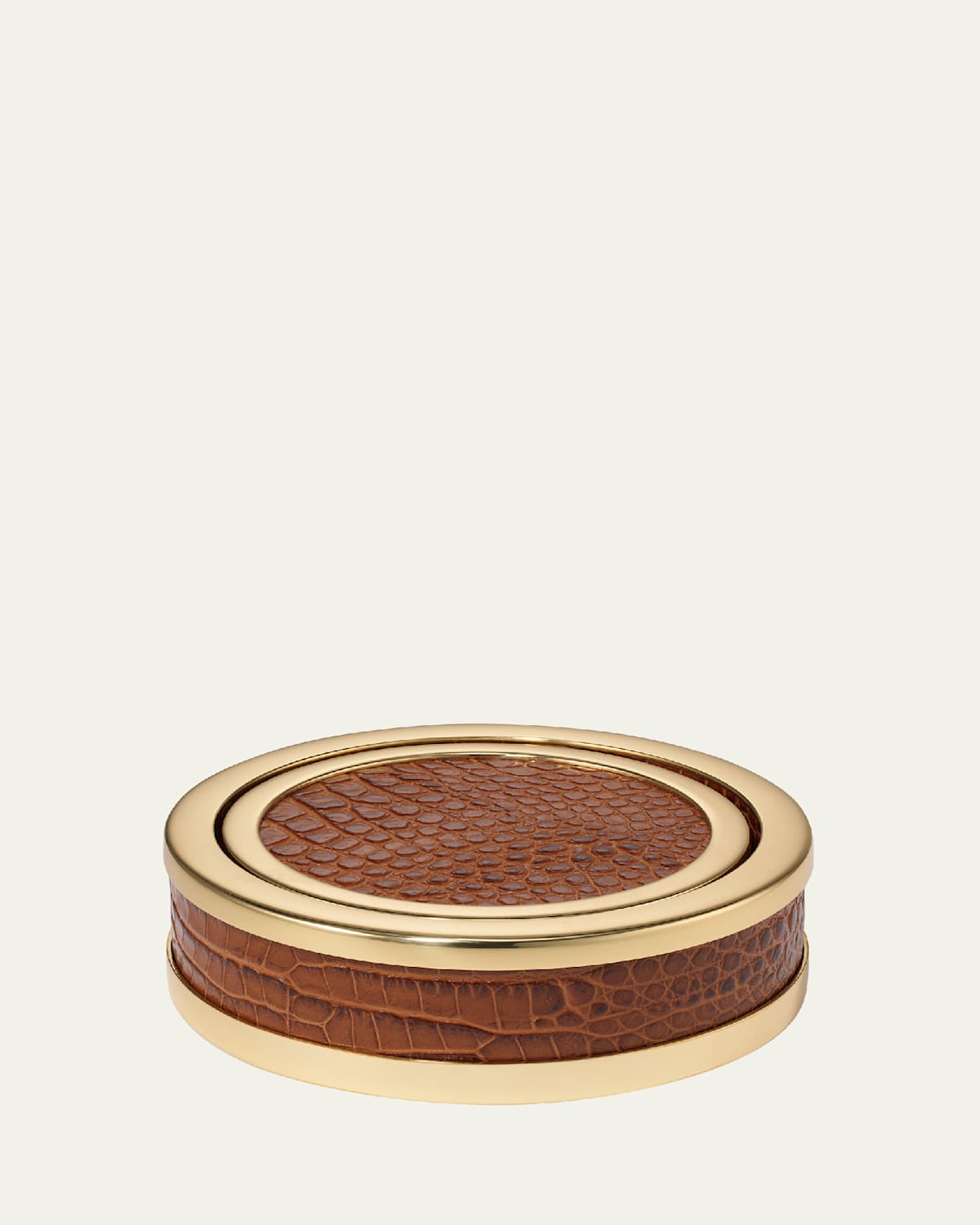 Aerin Colette Croc-embossed Leather Coasters, Set Of 4 In Brown
