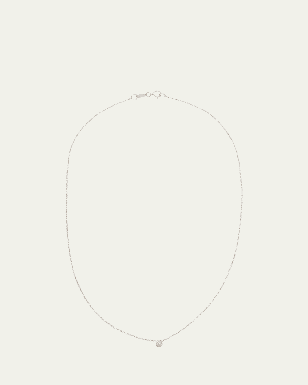 14K White Gold 0.10ct Bezel Diamond Necklace, 16-18"L