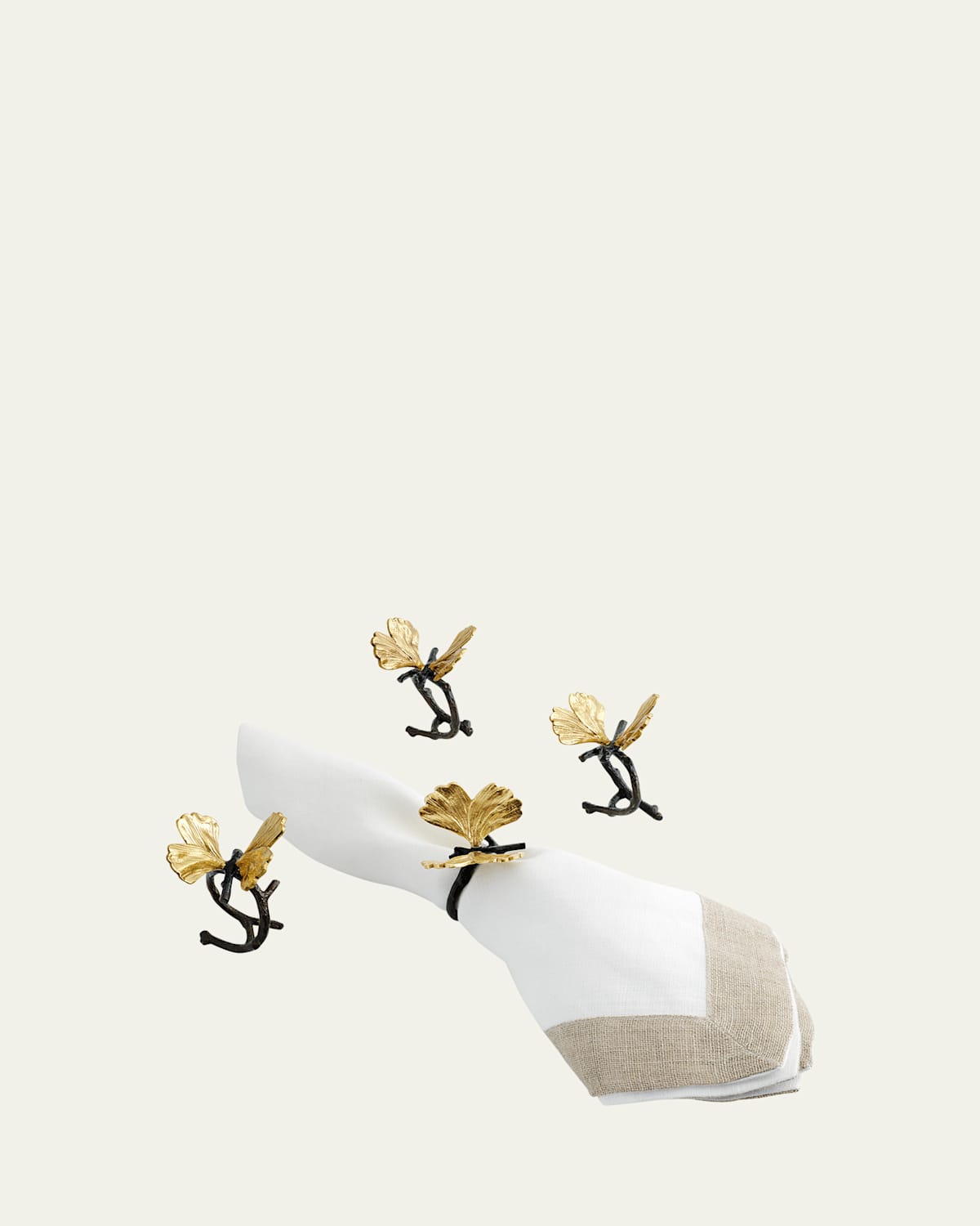 Michael Aram Butterfly Ginkgo Napkin Ring Set In Gold