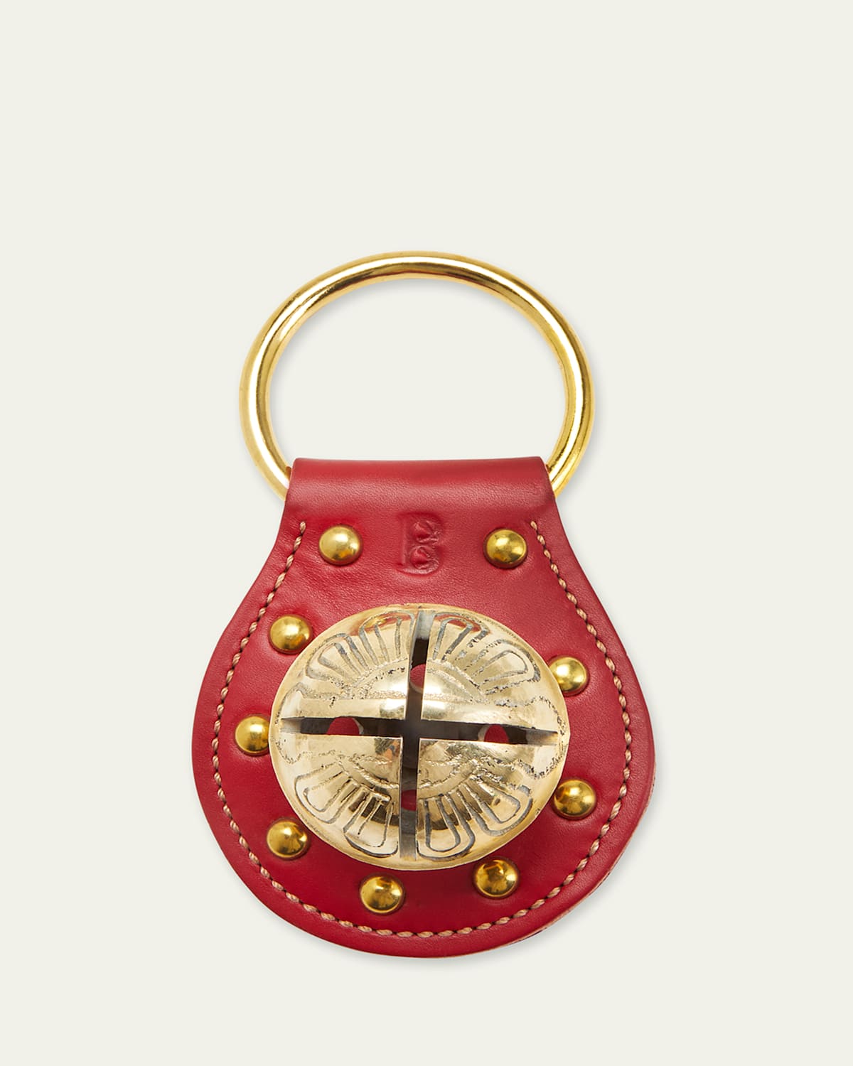Belsnickel Enterprises Round Bell Leather Doorknob Hanger, Red In Red