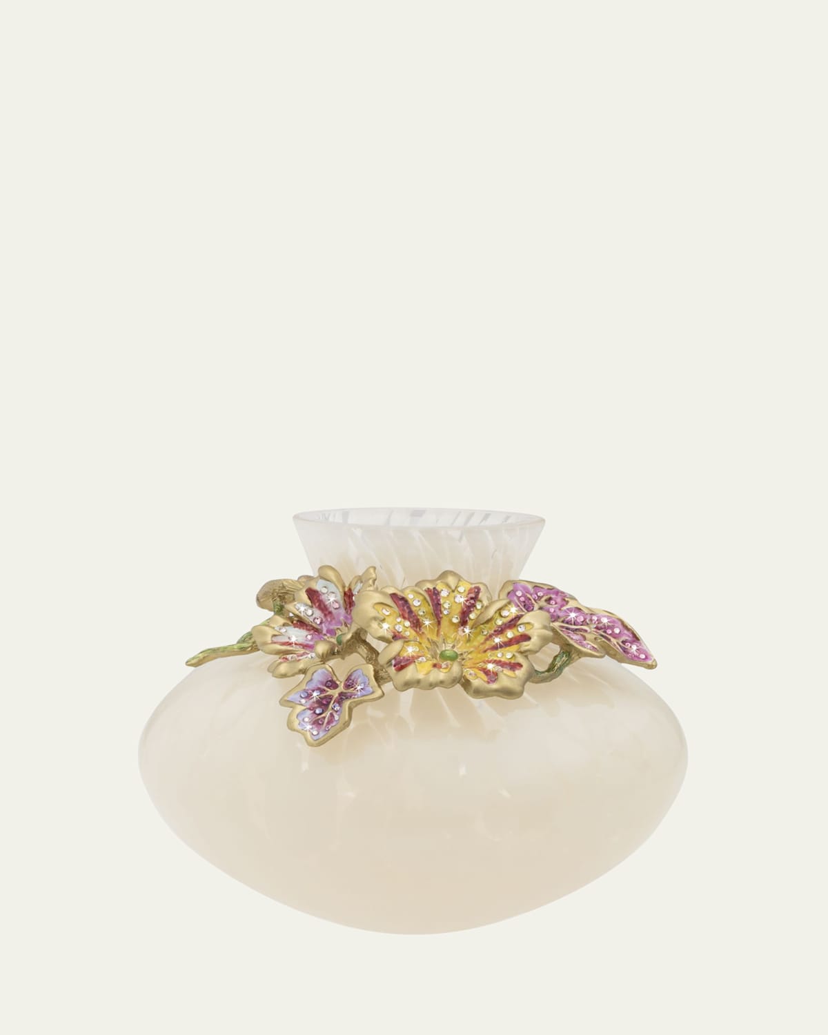 Jay Strongwater Holland Leaf And Flower Vase In Multi
