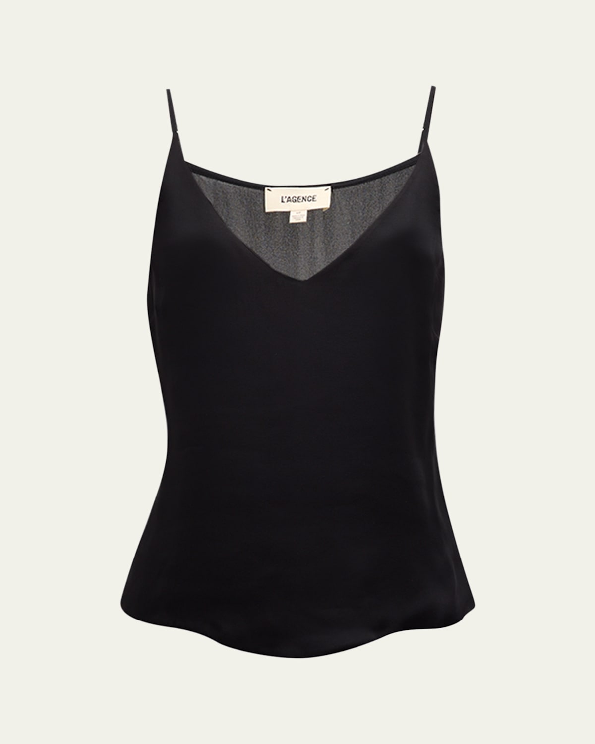 L Agence Gabriella Silk V-neck Tank In Black