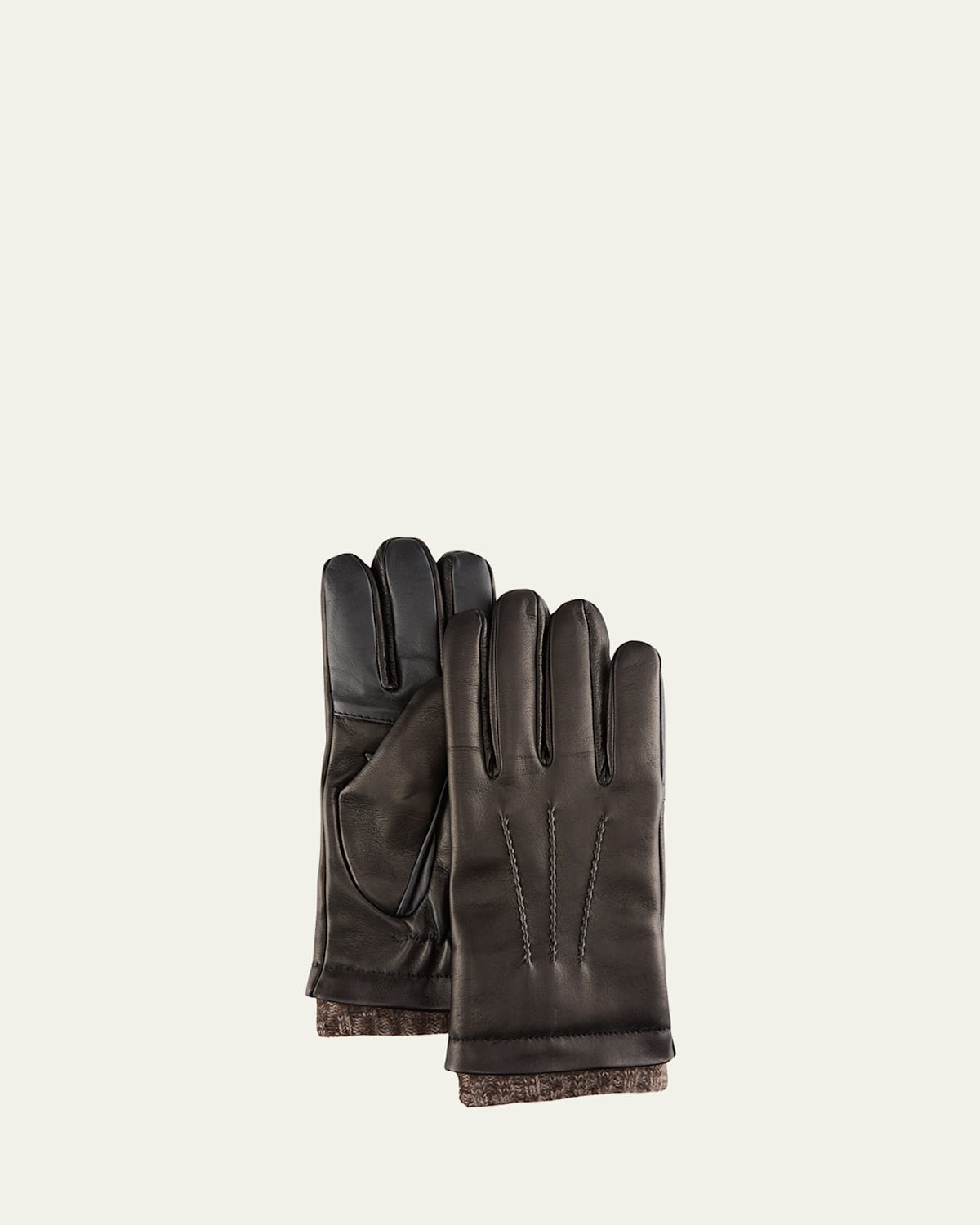 Bergdorf Goodman Men's Leather Gloves w/ Knit Lining