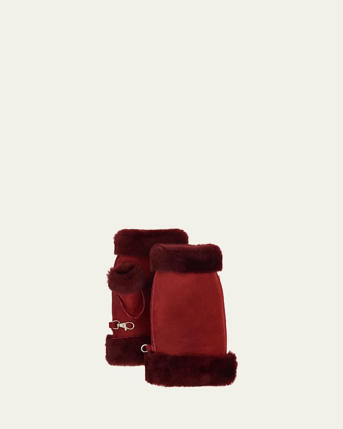 Gushlow And Cole  Fingerless Shearling Mittens In Burgundy
