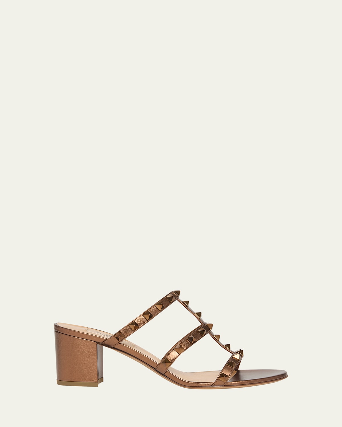 Valentino Studded Block Heel Leather Sandals
