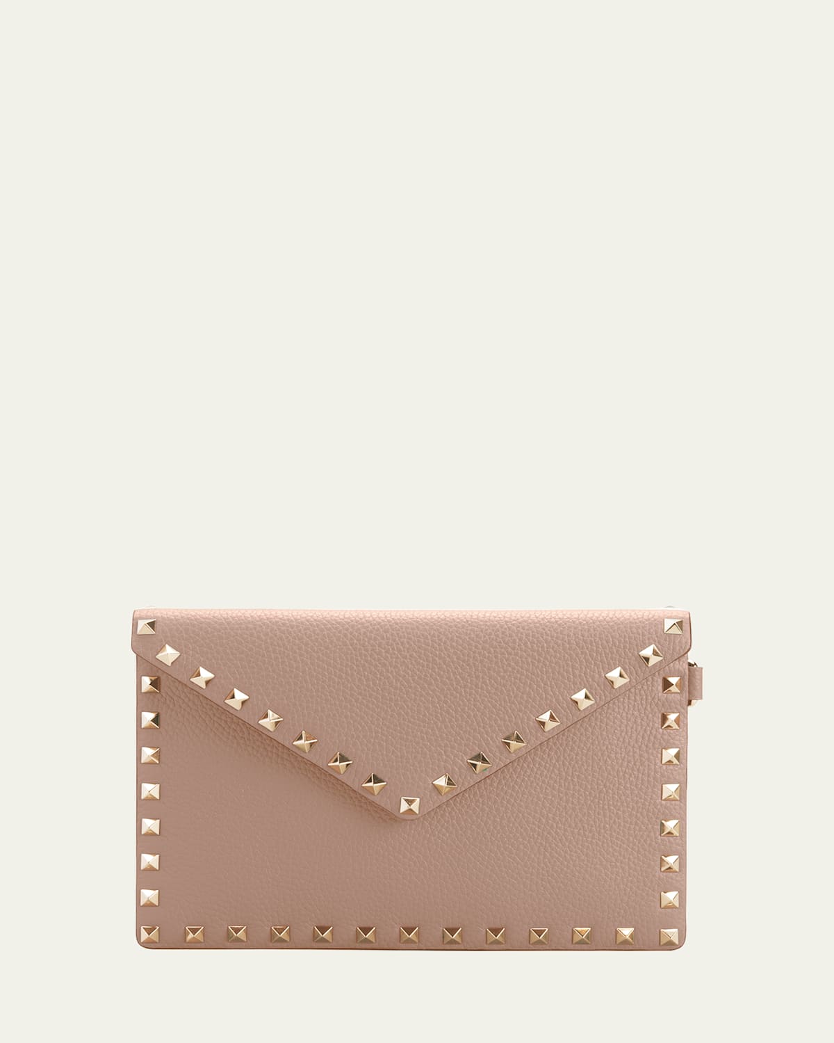 Valentino Rockstud Envelope Flap Wristlet Pouch In Poudre