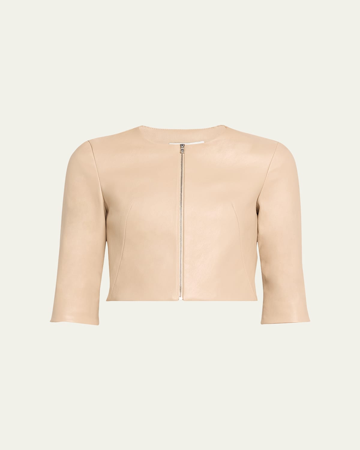 Stretch Leather Zip-Front Cardigan