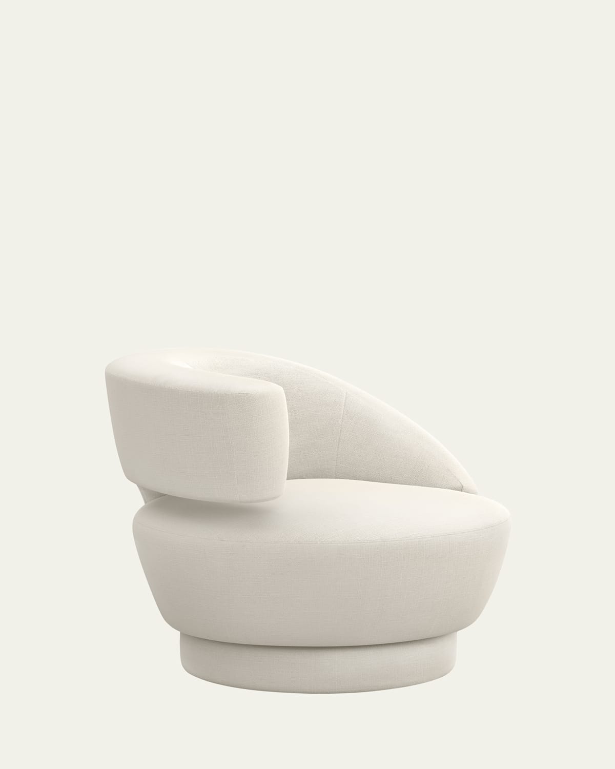 Interlude Home Arabella Left-arm Swivel Chair In Faux Linen Pearl