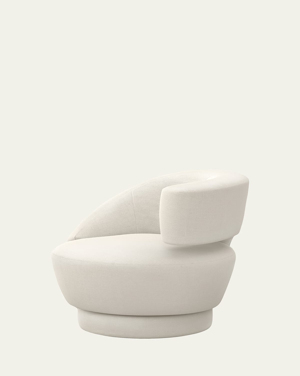 Interlude Home Arabella Right-arm Swivel Chair In Faux Linen / Ecru
