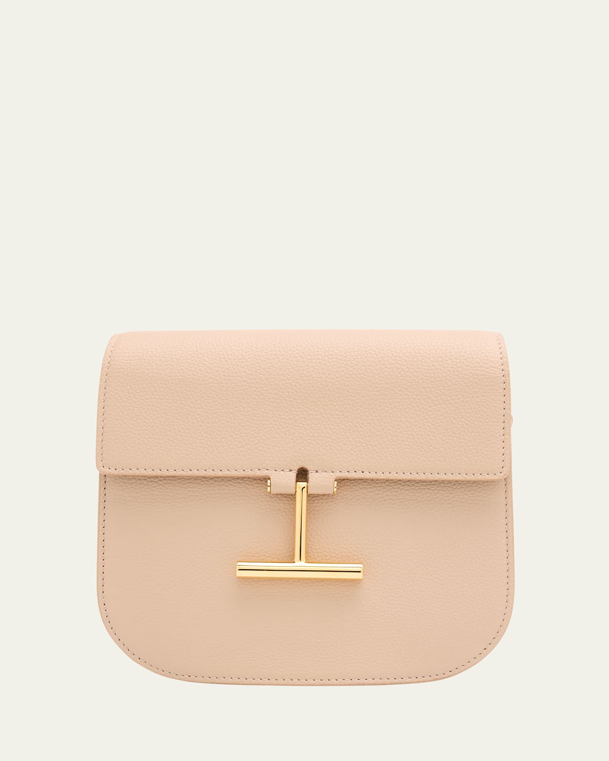 Tom Ford Tara Medium Crossbody In Grained Leather With Leather Strap In Light Beige