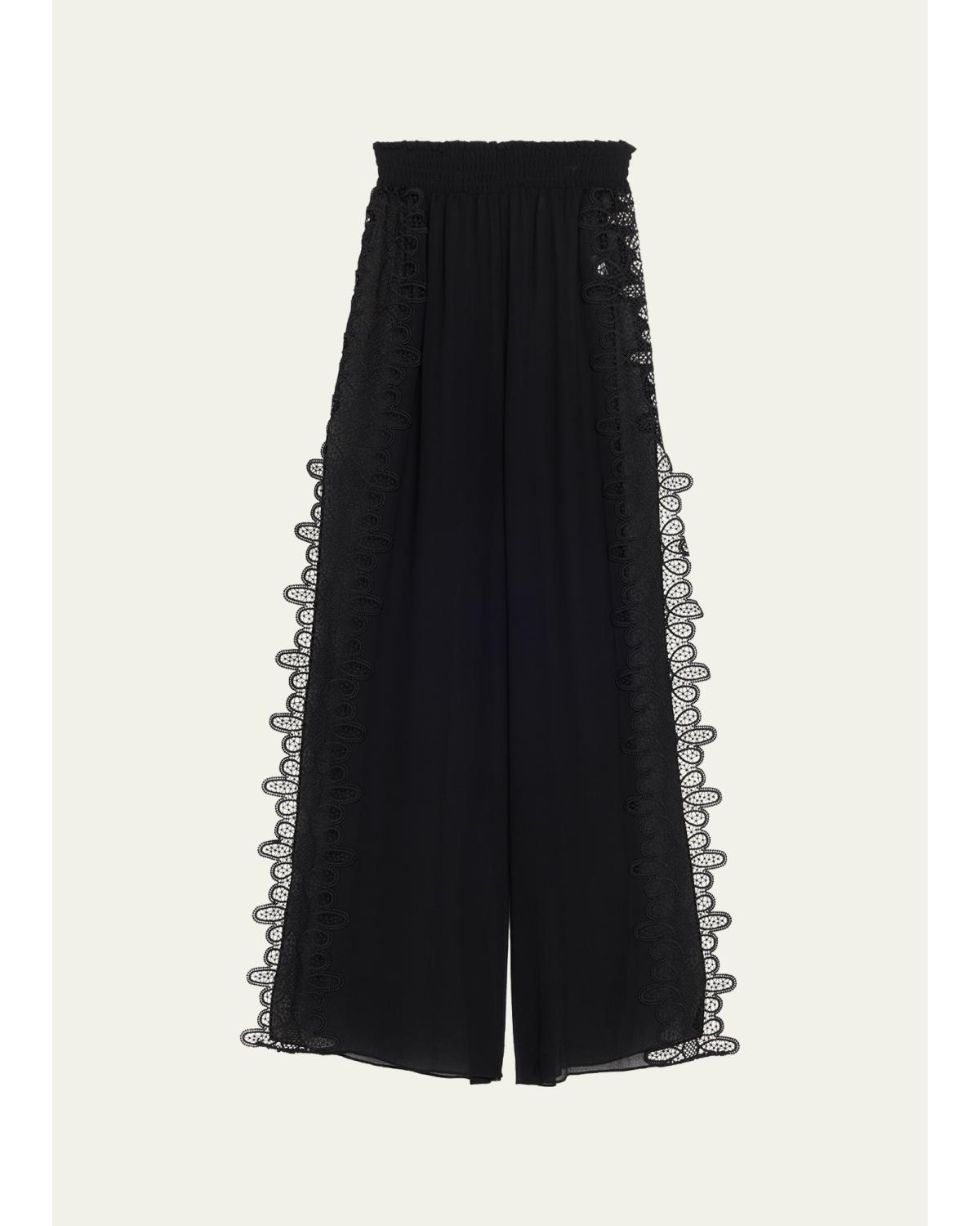 Athena Side-Split Wide-Leg Cotton Pants