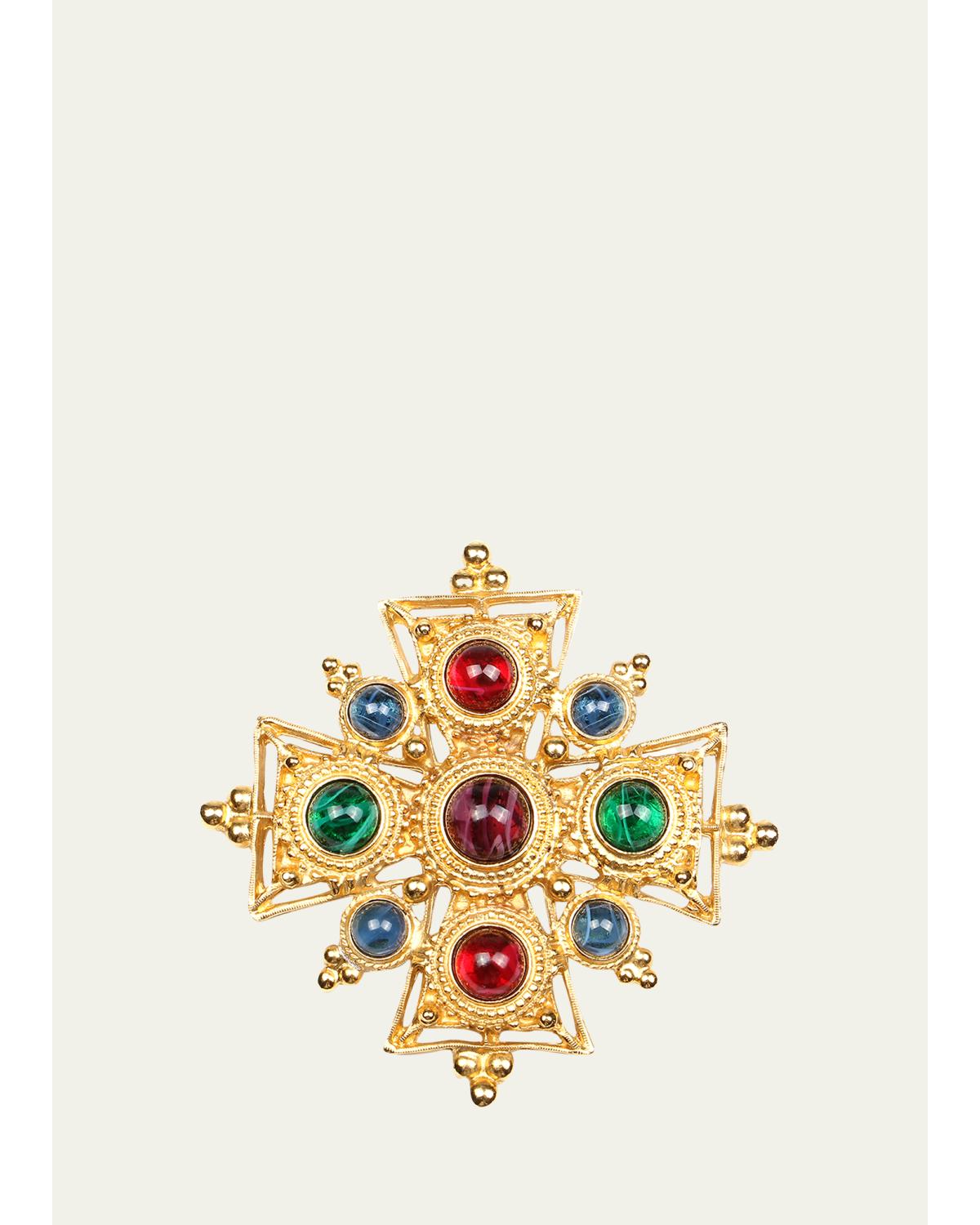 Multicolor Cross Brooch