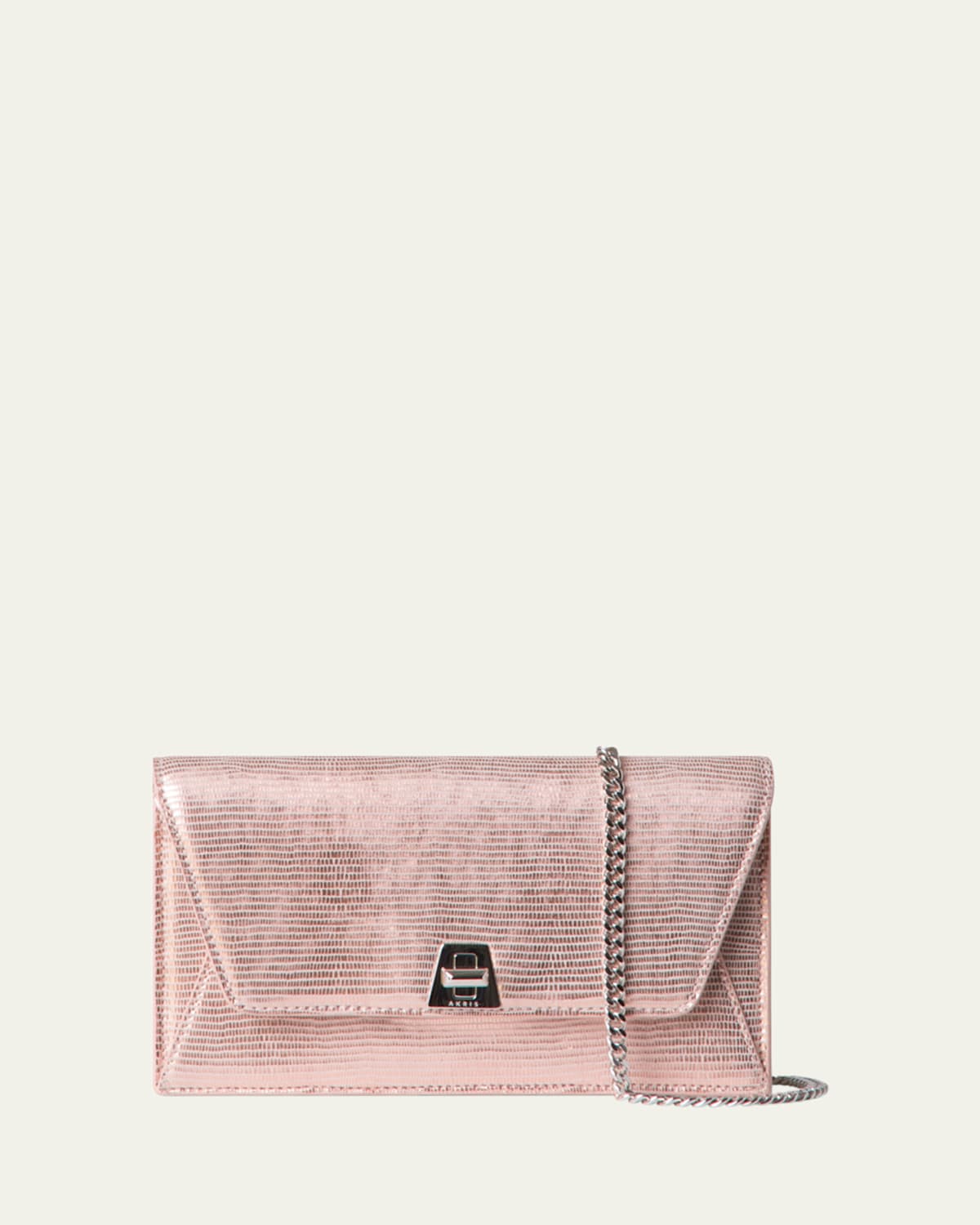 AKRIS ANOUK LIZARD-PRINT CLUTCH BAG W/ CHAIN