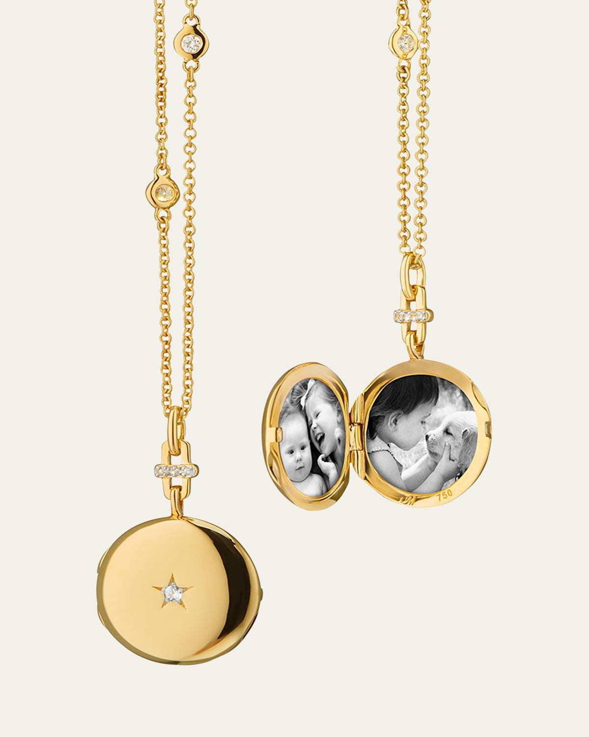 Twinkle Star 18K Gold and Diamond Locket Necklace