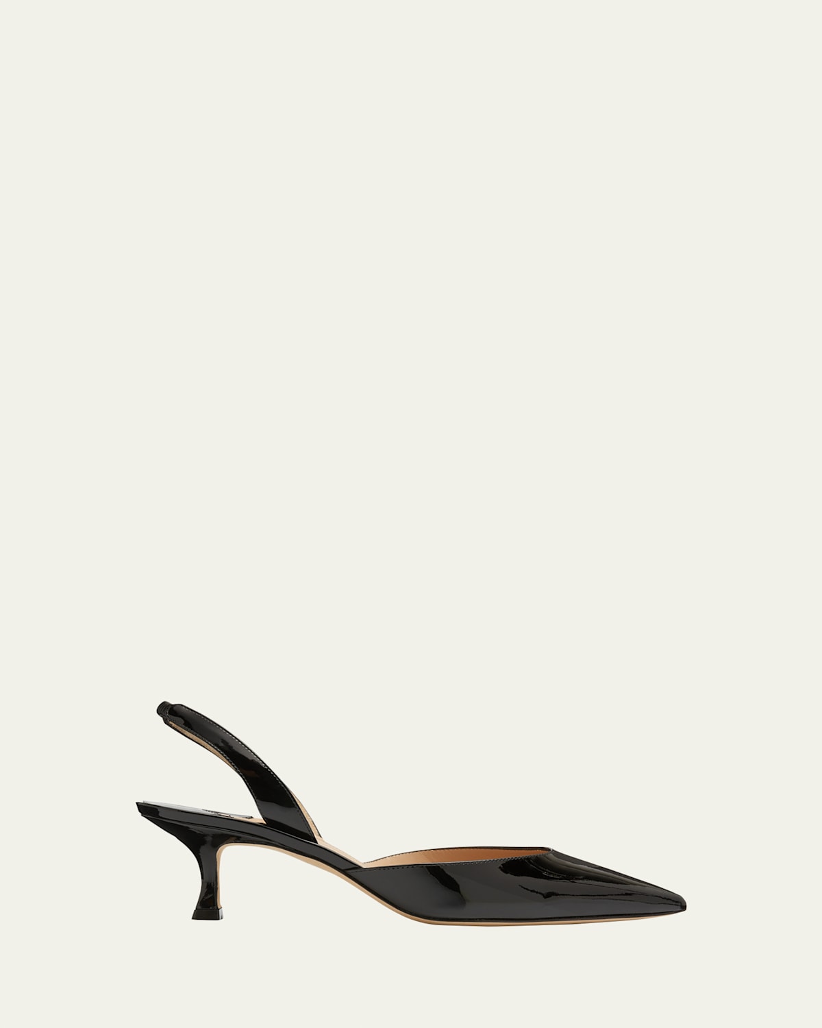Manolo Blahnik Carolyne Low-heel Patent Halter Pumps In Black