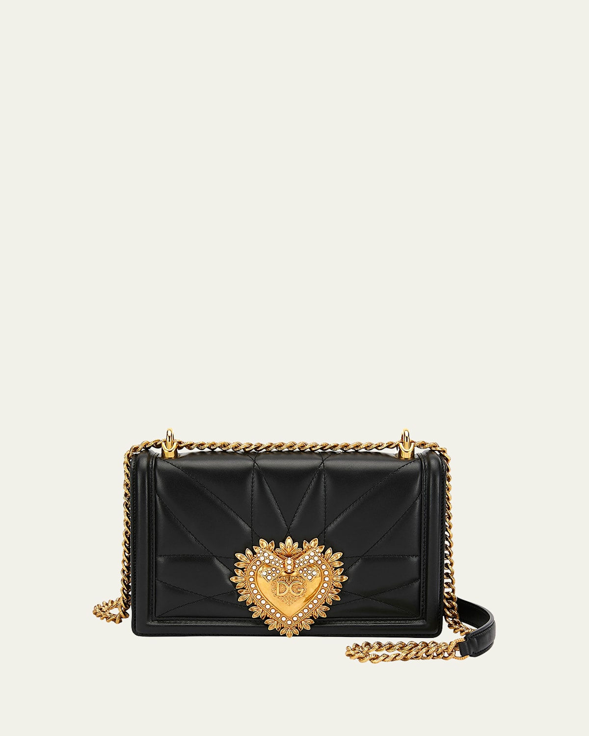 Dolce & Gabbana Devotion Medium Quilted Crossbody Bag In Black