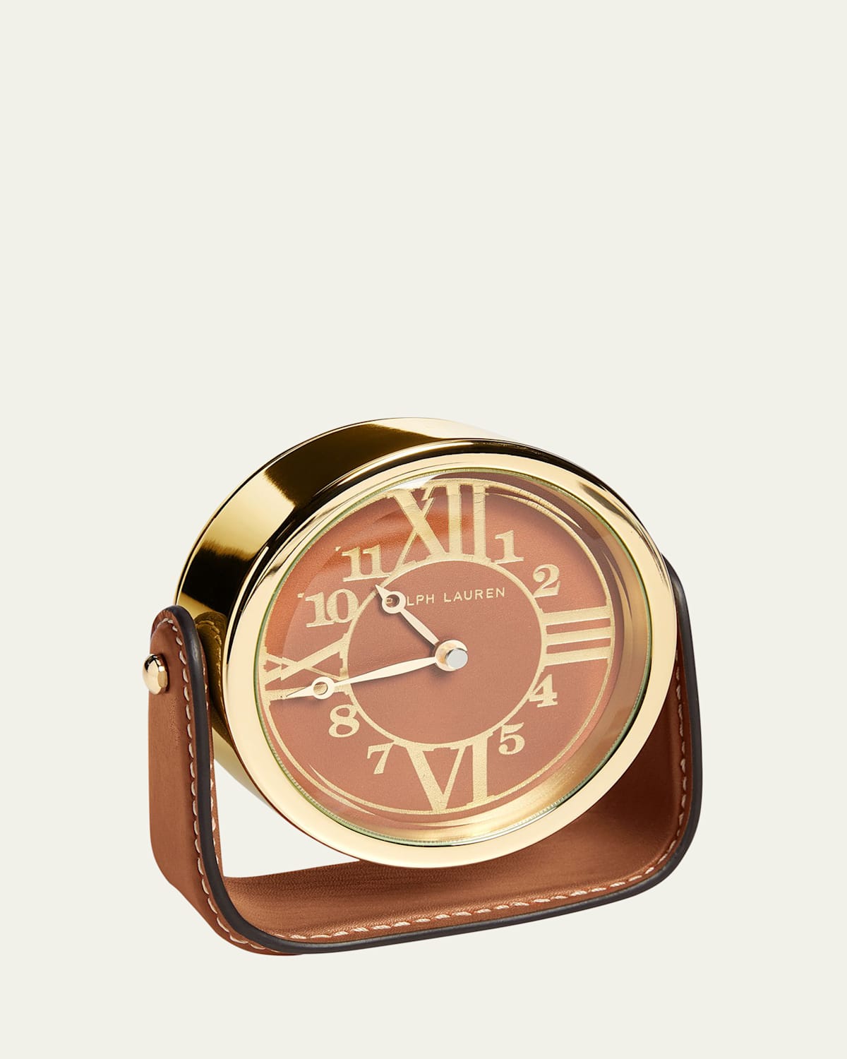 Polo Ralph Lauren Brennan Brown Leather Saddle Clock