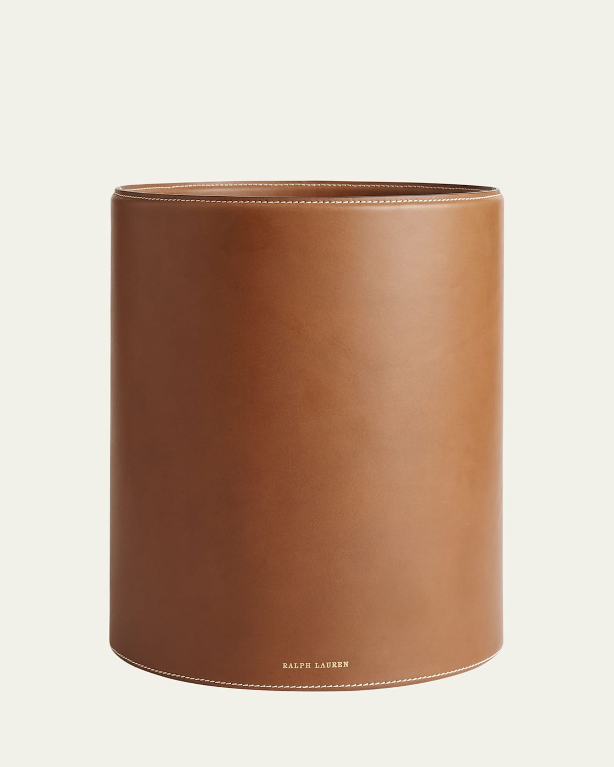 Polo Ralph Lauren Brennan Leather Waste Bin In Saddle