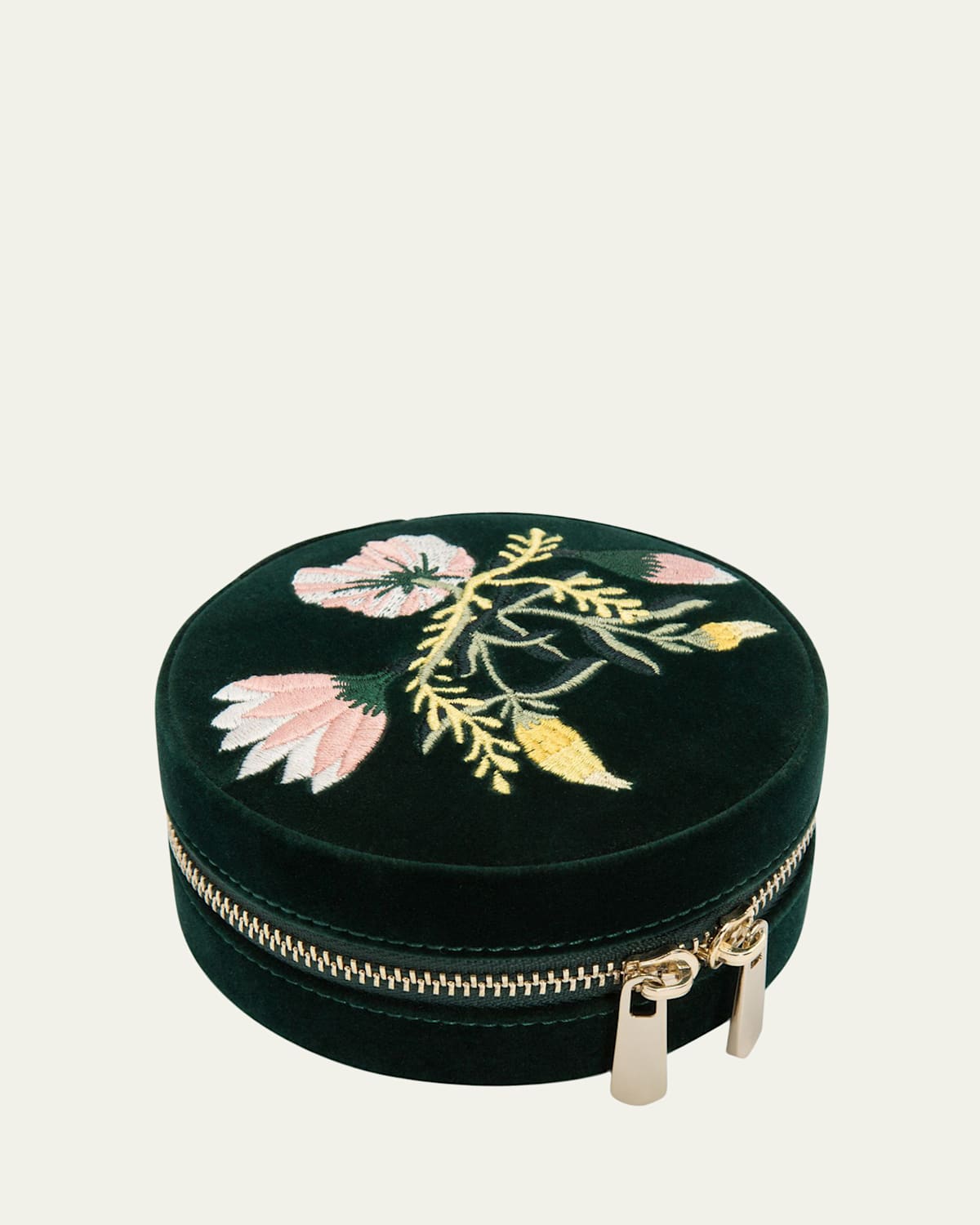 Wolf Zoe Round Travel Jewelry Case In Forest Green