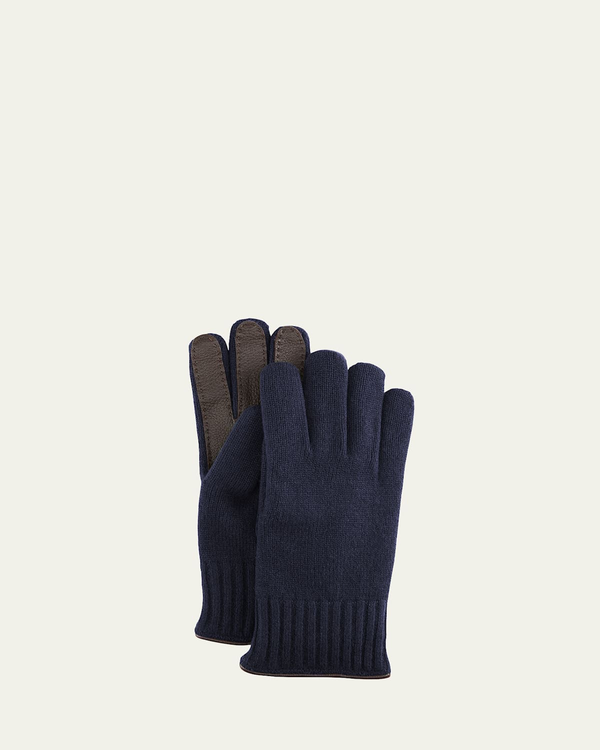 Bergdorf Goodman Men's Cashmere Jersey Gloves w/ Deerskin Palms