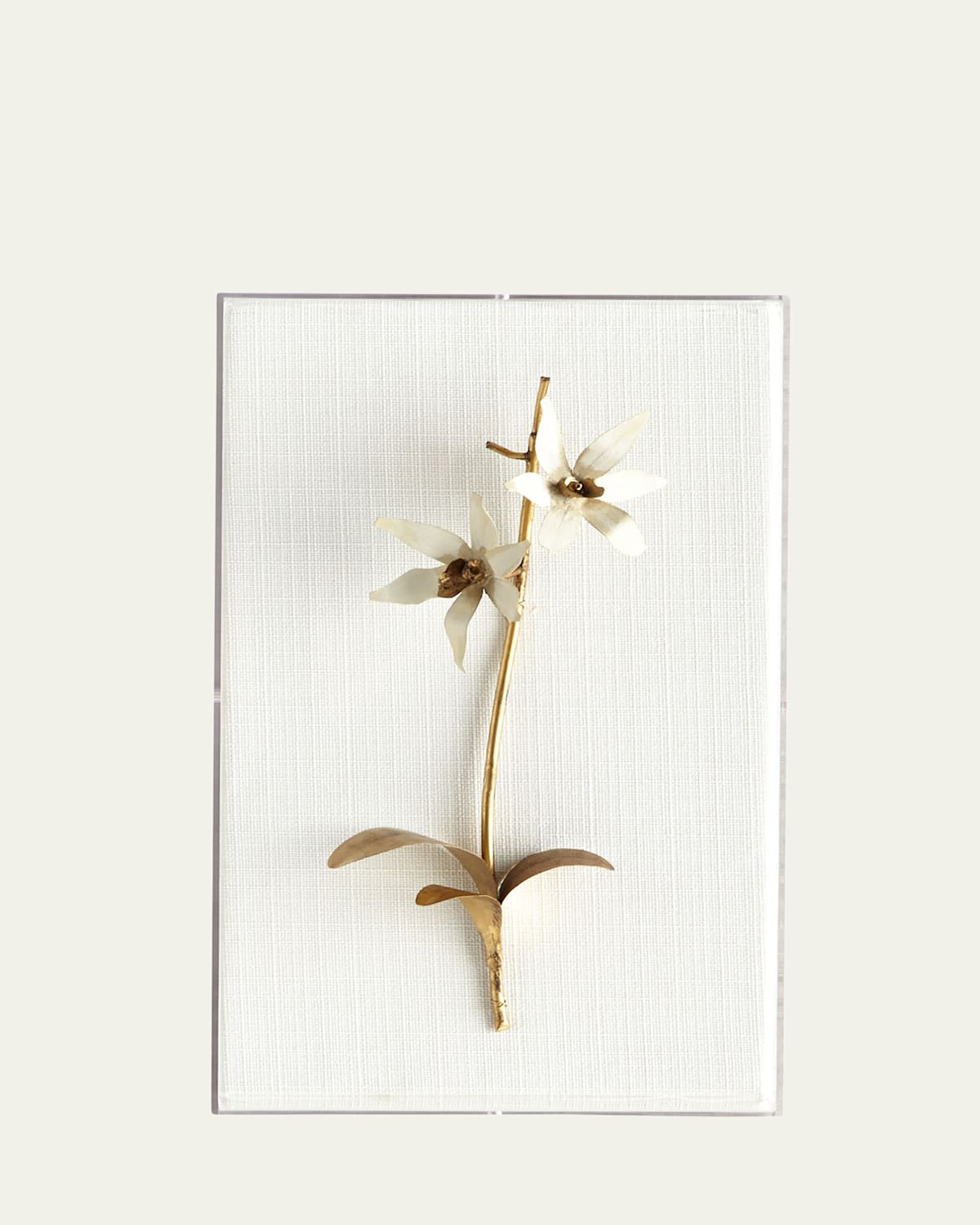 Tommy Mitchell Original Gilded Orchid on White Linen | Thumbnail 1
