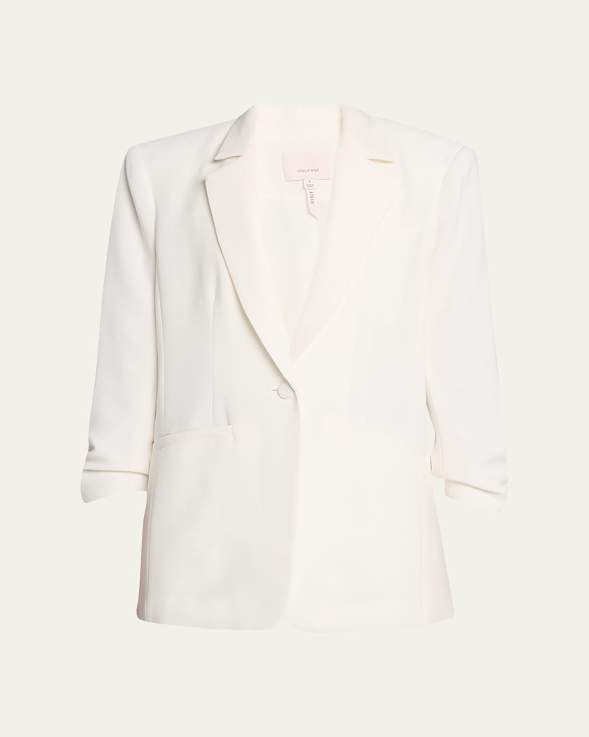 Cinq À Sept Khloe Crepe 3/4-sleeve Blazer In Ivory