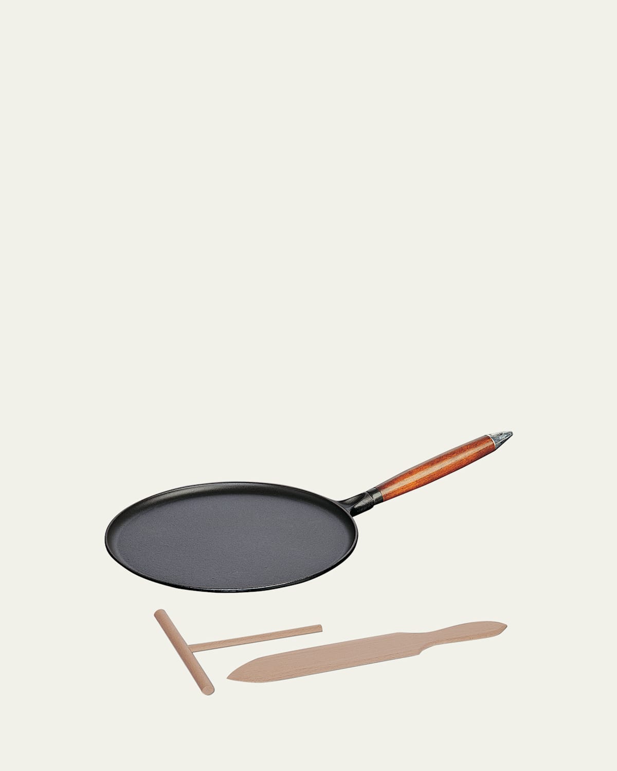 Staub 11" Cast Iron Crepe Pan With Spreader And Spatula In Black
