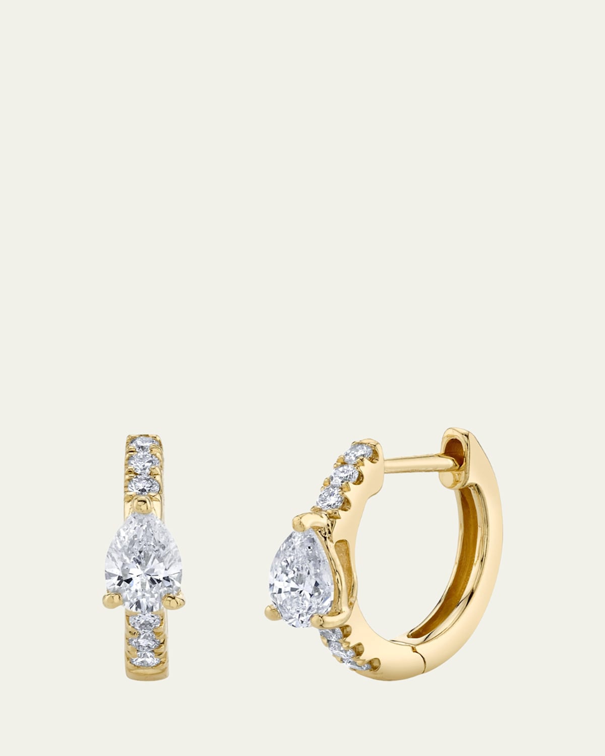 Anita Ko 18K Gold Pear Diamond Huggie Earrings