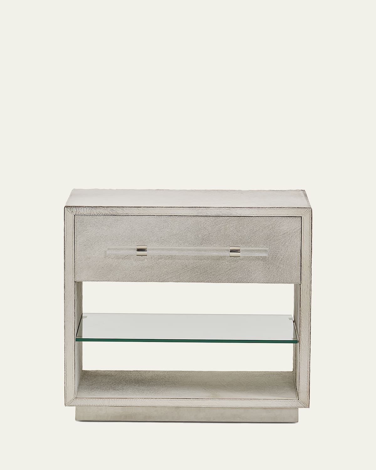 Interlude Home Cassian Hair On Hide Bedside Chest In Gray