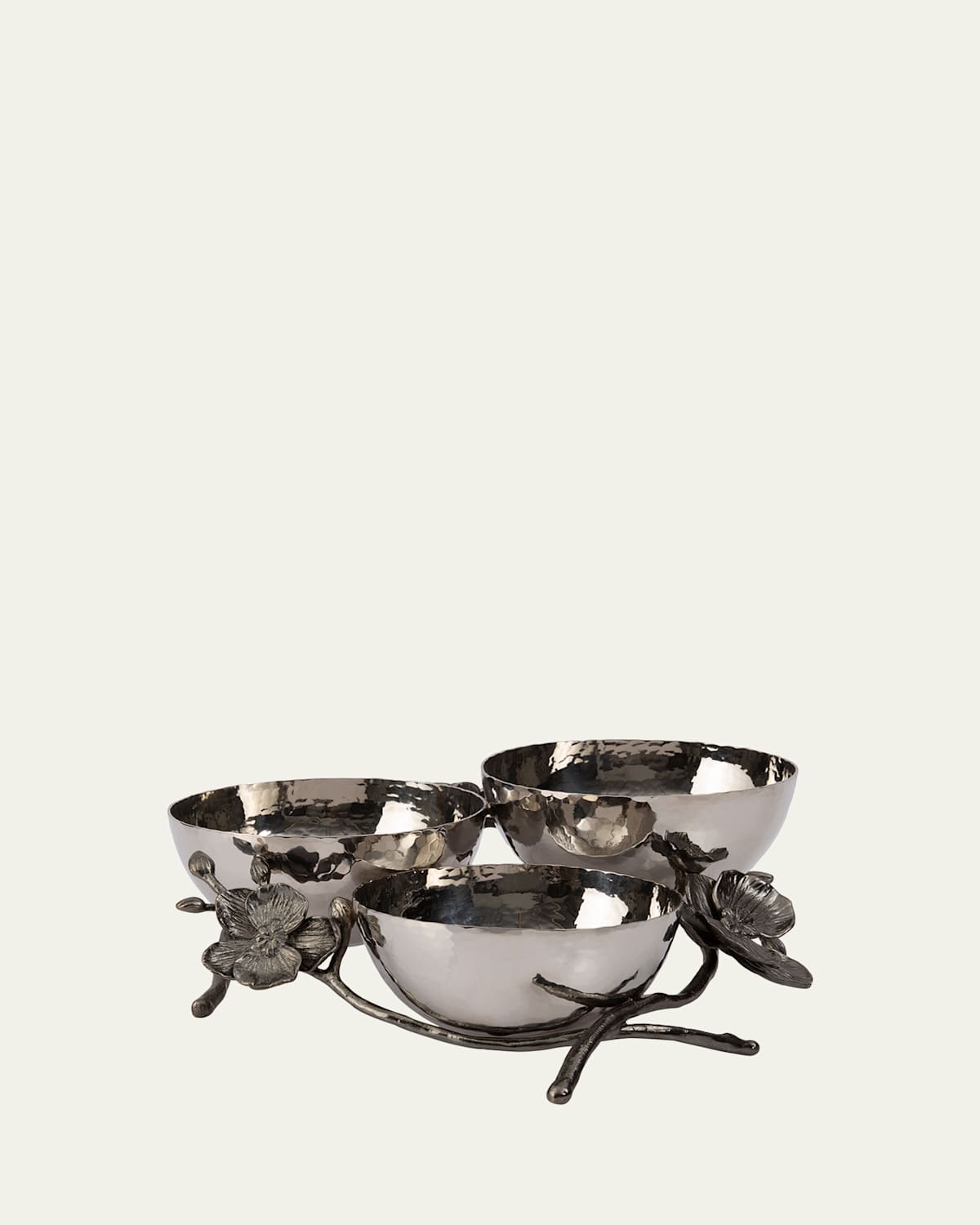 Michael Aram Black Orchid Triple Nut Dish In Silver
