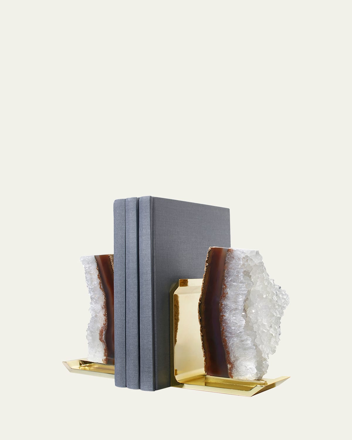 Anna New York Fim Natural Agate Bookends In Ntrl Drze Brs