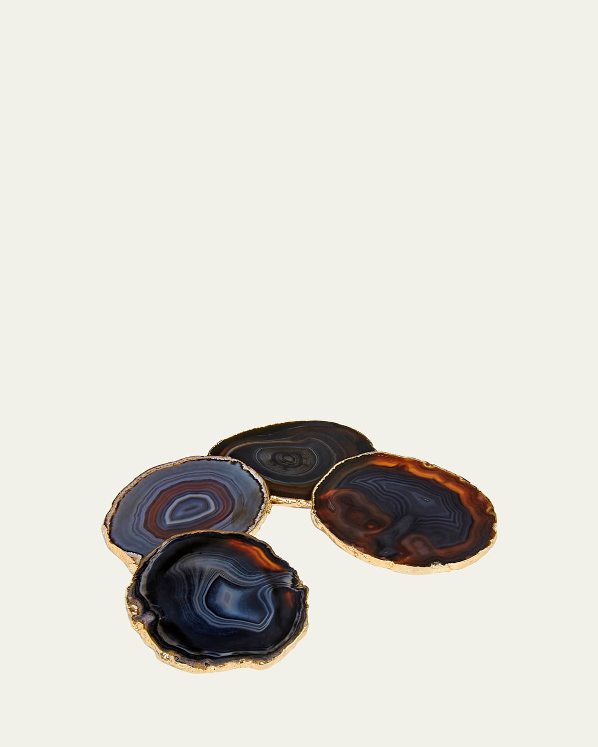Anna New York Midnight Agate Lumino Coasters, 4-piece Set In Midnight Gld