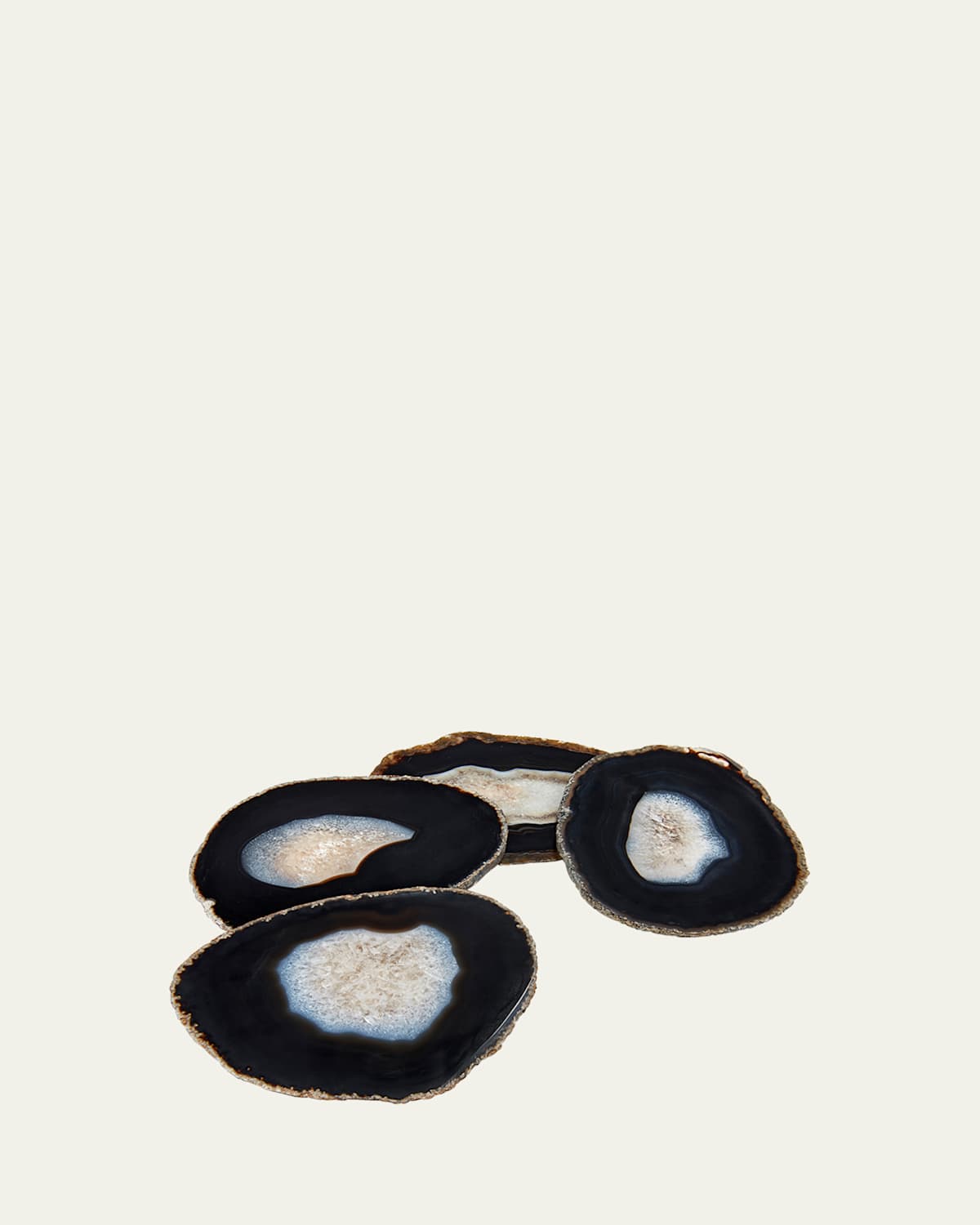 Anna New York Pedra Smoke Agate 4-piece Coasters Set In Black And Tan