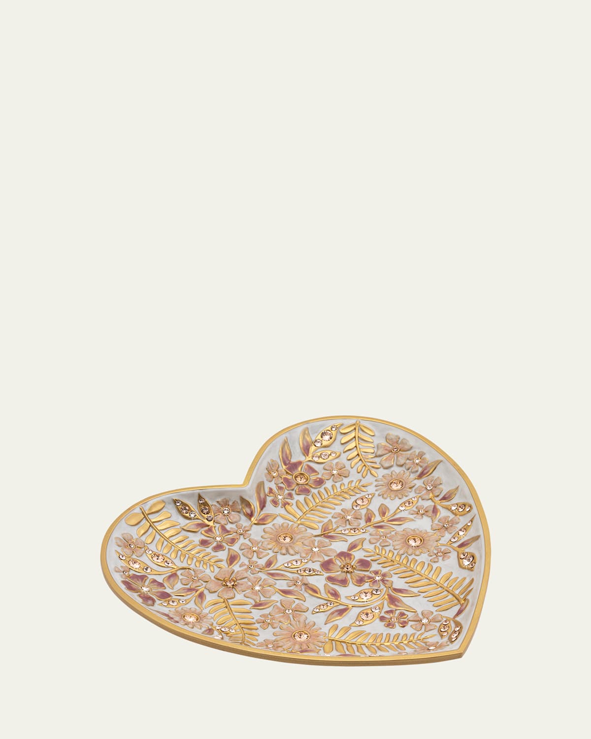 Jay Strongwater Boudoir Floral Heart Trinket Tray In Multi