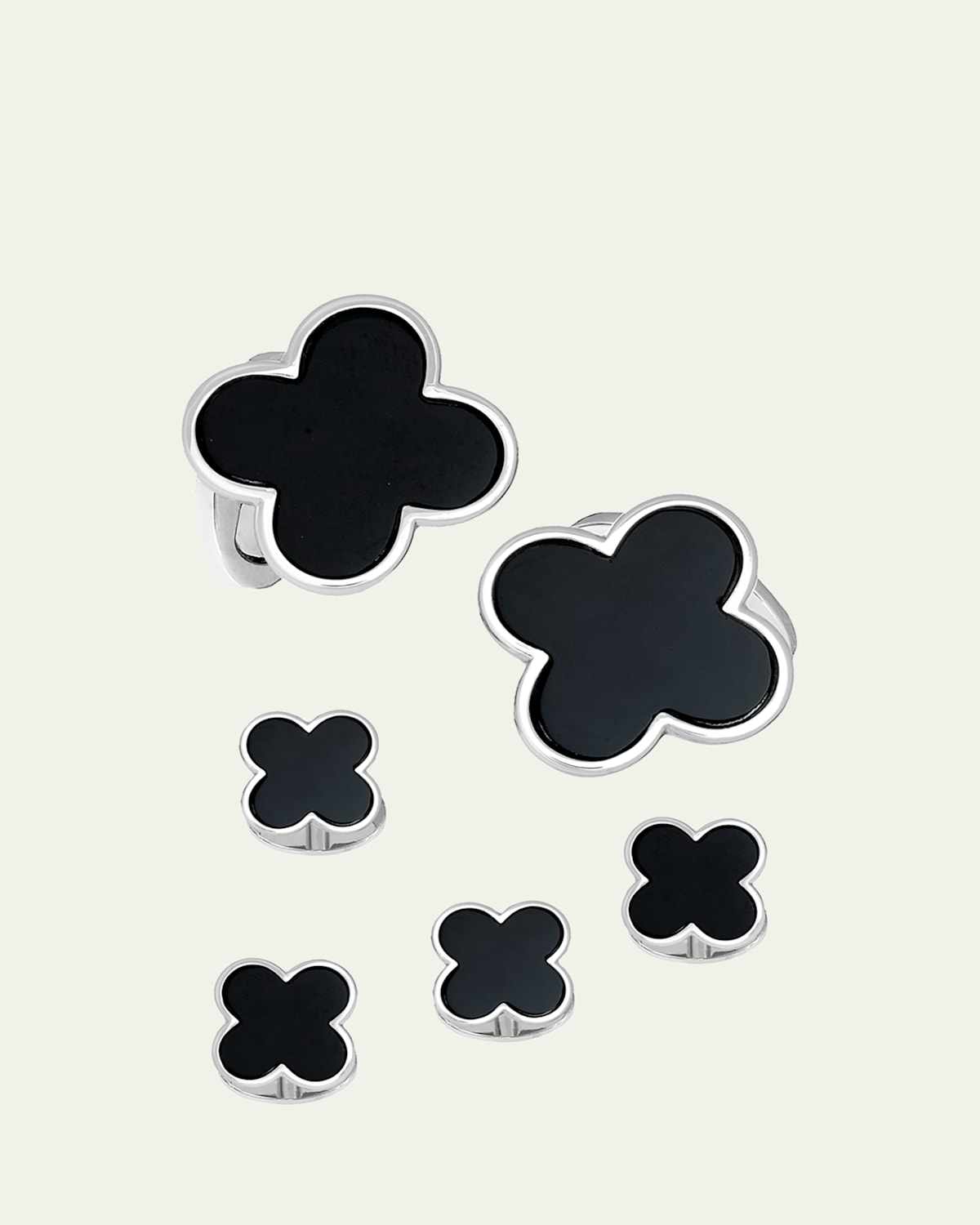 Jan Leslie Classic Clover Onyx Cufflinks Studs Set | Thumbnail 3 Jan Leslie Classic Clover Onyx Cufflinks Studs Set | Thumbnail 3