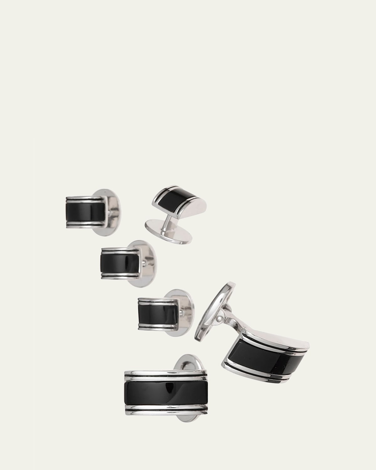 Curved Onyx Cufflinks Studs Set
